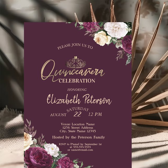 Invitación Tiara de Flores Borgoña (Subido por el creador)