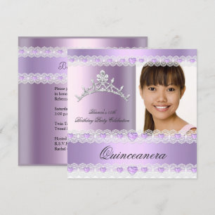 Invitación Tiara de Lila Púrpura Quinceañera Cumpleaños 15 Fi