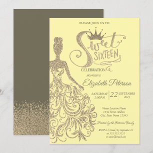Invitación Tiara de niña de vestido brillante, diamantes de o