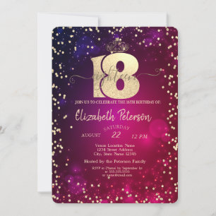 Invitación Tiara de oro chic, diamantes fiesta de cumpleaños 