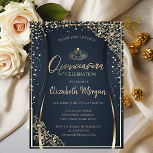 Invitación Tiara de oro chic,Quinceañera de diamantes