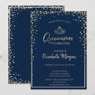 Invitación Tiara de oro chic,Quinceañera de diamantes