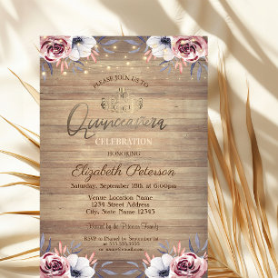 Invitación Tiara de Oro, Luces de Cadenas Rosas de Madera Qui