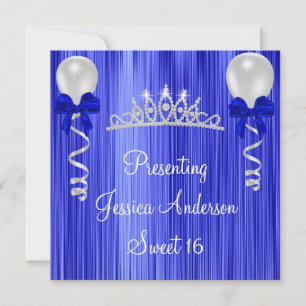 Invitación Tiara de plata blanca de la joya del cobalto del