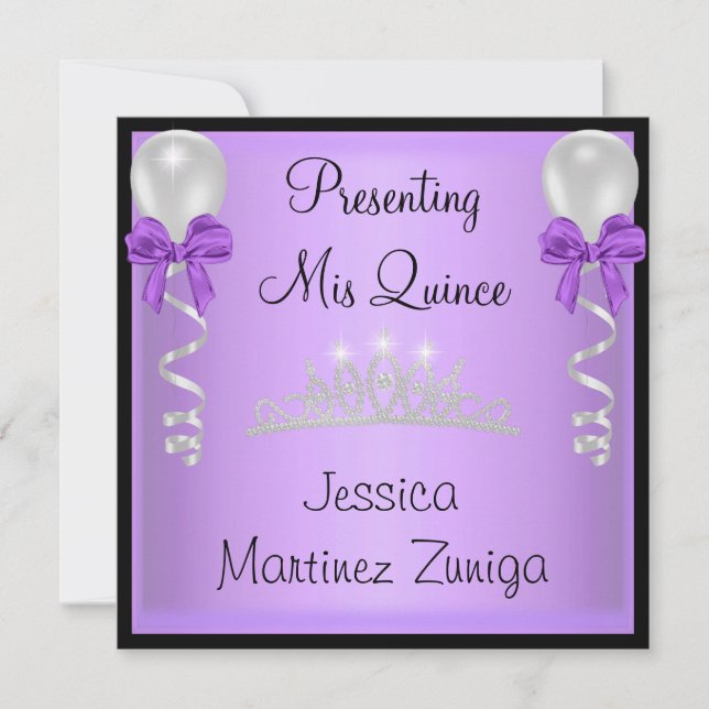 Invitación Tiara de plata negra púrpura de la joya de (Anverso)