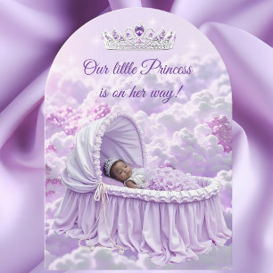 Invitación Tiara de Princesa Étnica Morado Lila para Baby Sho