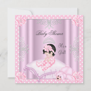 Invitación Tiara de Princesa Rosa para Baby Shower de Niña
