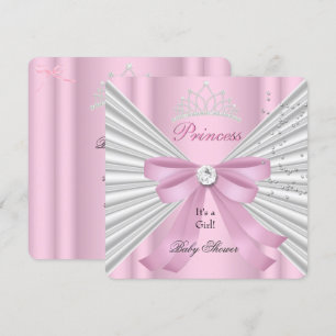 Invitación Tiara de Princesa Rosa y Blanca para Baby Shower d