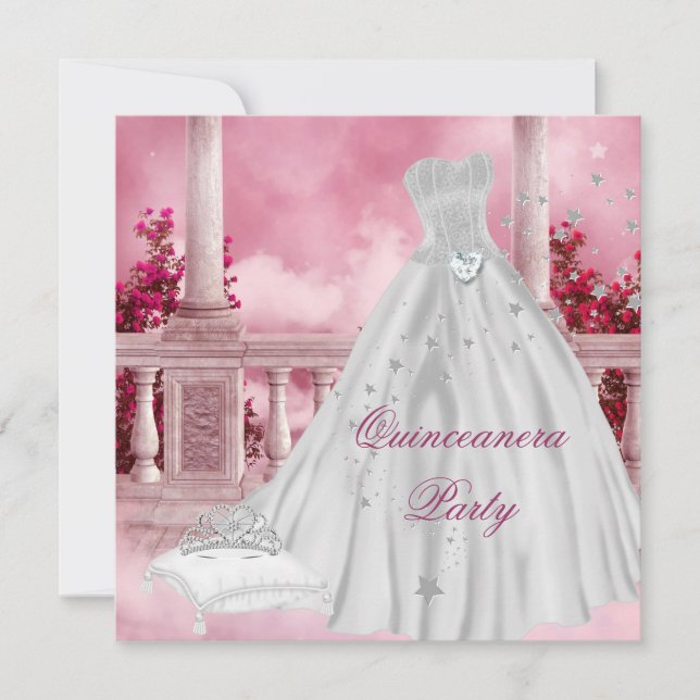 Invitación Tiara de Quinceañera Cumpleaños 15 Fiesta (Anverso)