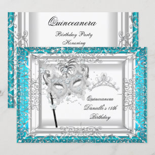 Invitación Tiara de Quinceañera Cumpleaños 15 Mascarada Verde