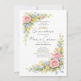Invitación Tiara de Quinceañera de acuarela femenina