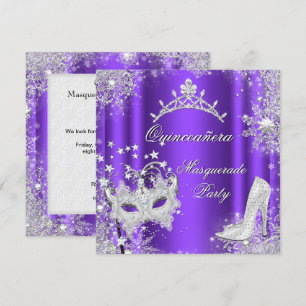 Invitación Tiara de Quinceañera de Mascarada Púrpura Fiesta 1
