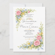 Tiara de Quinceañera femenina de acuarela floral