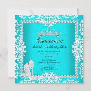 Invitación Tiara de Tacones Altos para Quinceañera Cumpleaños