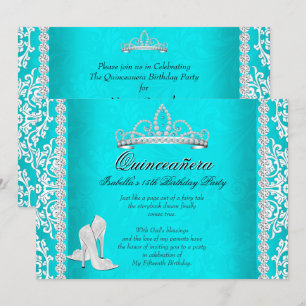 Invitación Tiara de Tacones Altos para Quinceañera Cumpleaños