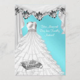 Invitación Tiara de vestido de baile de quinceañera rosa blan