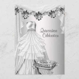 Invitación Tiara de vestido de baile Rosas blancas Princesa Q