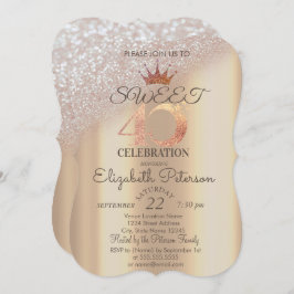 Invitación Tiara, dulce Bokeh Purpurina 40