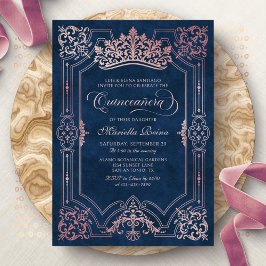 Invitación Tiara Elegante Quinceanera de la Corona Rosa