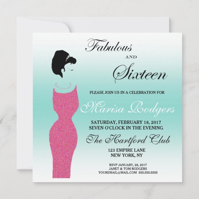 Invitación Tiara Fiesta Fabulous Y 1616th Birthday Party (Reverso)