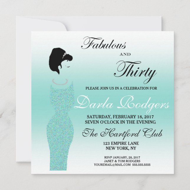 Invitación Tiara Fiesta Fabulous Y 3030th Birthday Fiesta (Reverso)