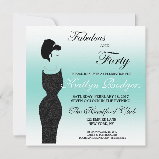 Invitación Tiara Fiesta Fabulous Y 40 40th Birthday Fiesta (Reverso)