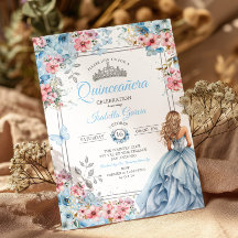 Tiara floral de mariposas de quinceañera azul bebé