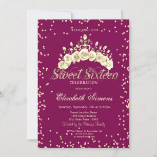 Invitación Tiara Floral Diamantes Princesa Dulce 16