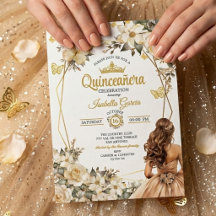 Tiara Floral Dorada Beige Mariposa Quinceañera