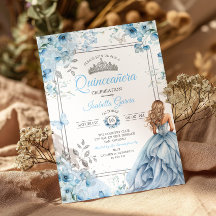 Tiara Floral Mariposas Quinceañera Azul Bebé