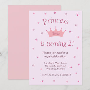 Invitación Tiara, la corona rosa de la princesa, recuerda a l