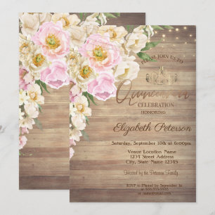 Invitación Tiara, Luces de Cadena Floral Quinceañera de Mader