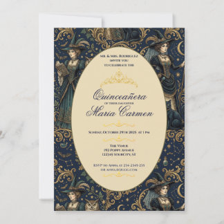 Invitación Tiara mística de Dark Academia para Quinceañera