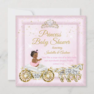Invitación Tiara para Baby Shower de Princesa Carruaje Rosa É