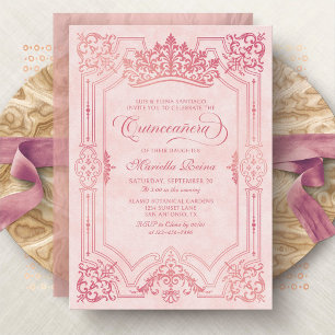 Invitación Tiara Princesa Rosa Quinceañera Foto