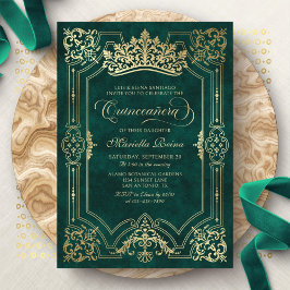 Invitación Tiara Princess Green Fairytale Photo Quinceanera