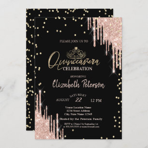 Invitación Tiara, Purpurina de diamantes perfora Quinceañera