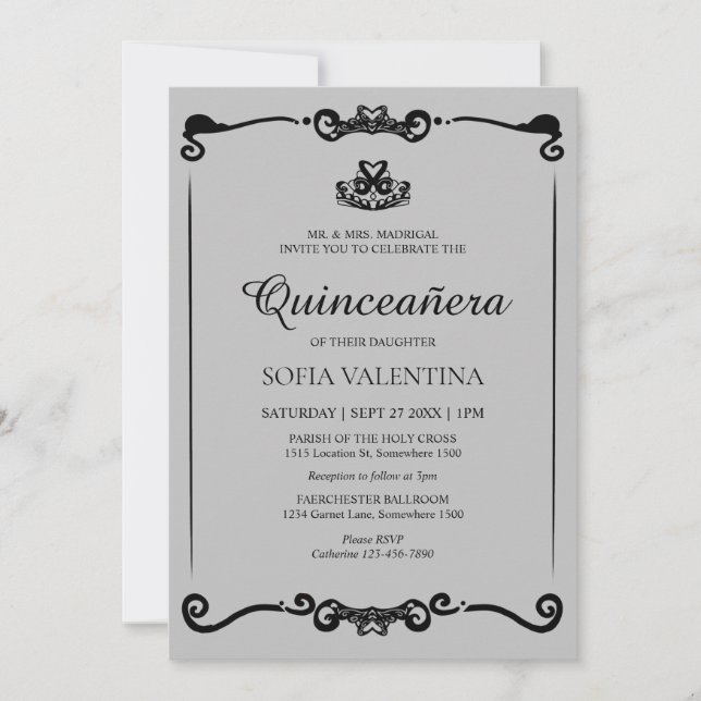 Invitación Tiara Quinceanera (Anverso)