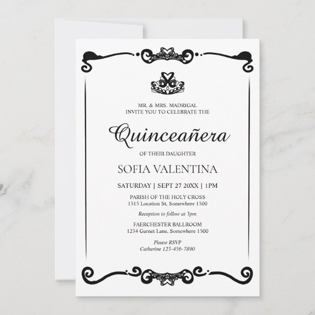 Invitación Tiara Quinceanera (Anverso)