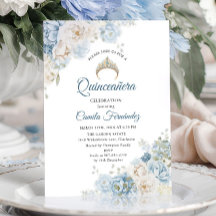 Tiara Quinceañera Azul Polvoriento con Rosas de Ac