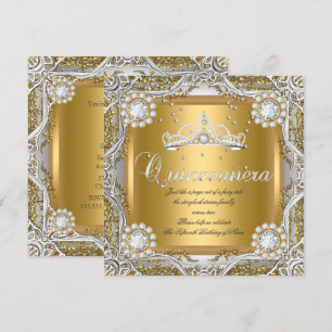 Invitación Tiara Quinceañera Oro Plata Diamante Cumpleaños