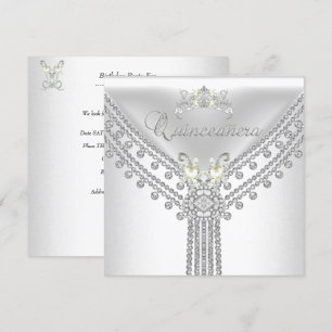 Invitación Tiara Quinceañera Perla de Diamante Blanco