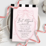 Invitación Tiara Rosa y Marco de Lazo para Bat Mitzvah<br><div class="desc">Esta elegante y chic invitación para bat mitzvah presenta un fondo rosa claro con un marco de tiara y lazo/cinta rosa. El reverso presenta un fondo blanco con rayas negras. Personalízala según tus necesidades. Puedes encontrar productos coincidentes en mi tienda.</div>