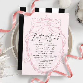 Invitación Tiara Rosa y Marco de Lazo para Bat Mitzvah