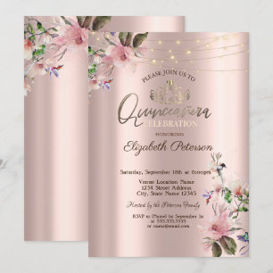 Invitación Tiara,String ilumina las flores de primavera Quinc