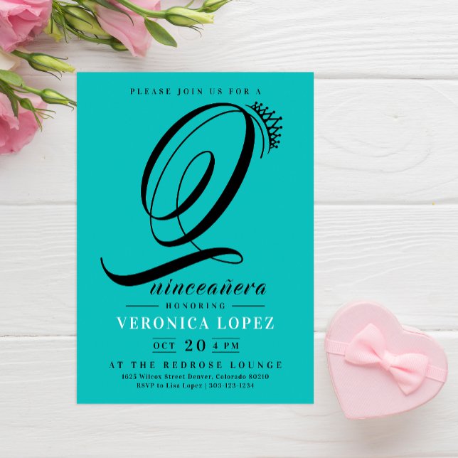 Invitación Tiara Turquesa 15.ª Fiesta de Quinceañera (Subido por el creador)