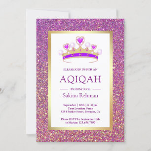 Invitación Tiarra de Purpurina Princesa Aqiqah