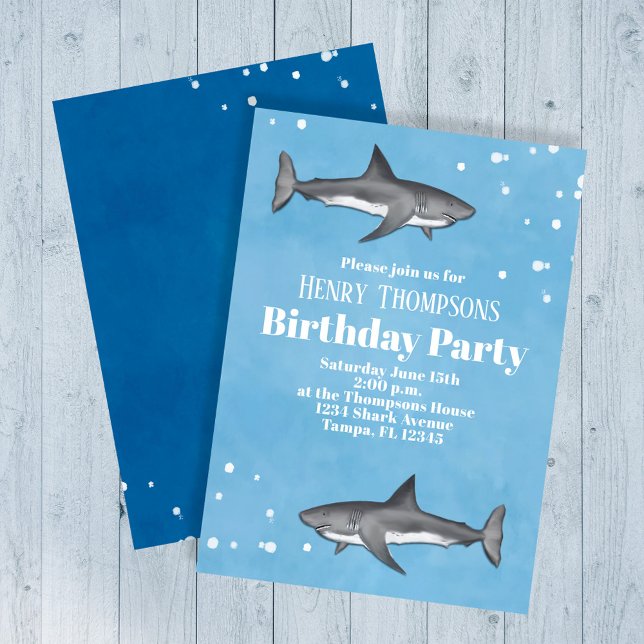 Invitación tiburón (Sharks birthday party custom invitations. )