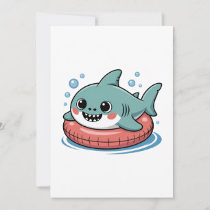 Invitación Tiburón Bebé Lindo Con Flotador Niños