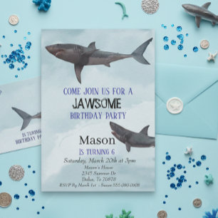 Invitación Tiburón Blanco Jawsome Cumpleaños Infantil